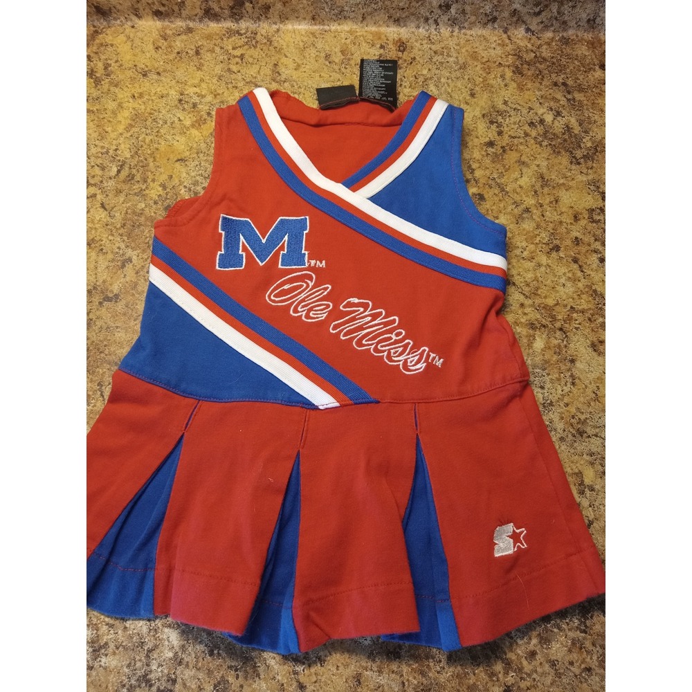 Starter Ole Miss Rebels Cheerleader Dress Red Blue 12 Months 422L3